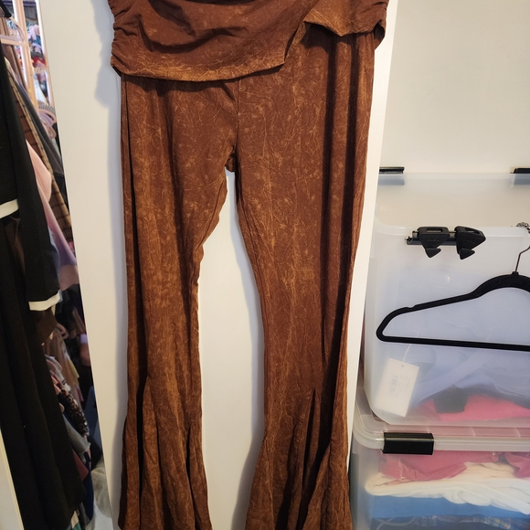 Current Mood Pants - Current Mood Rust Brown Flared Pants